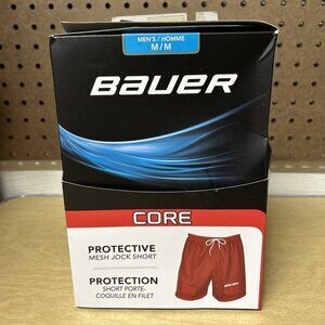 Bauer Core Protective Mesh Jock Shorts Red Hockey Cup Size Medium
